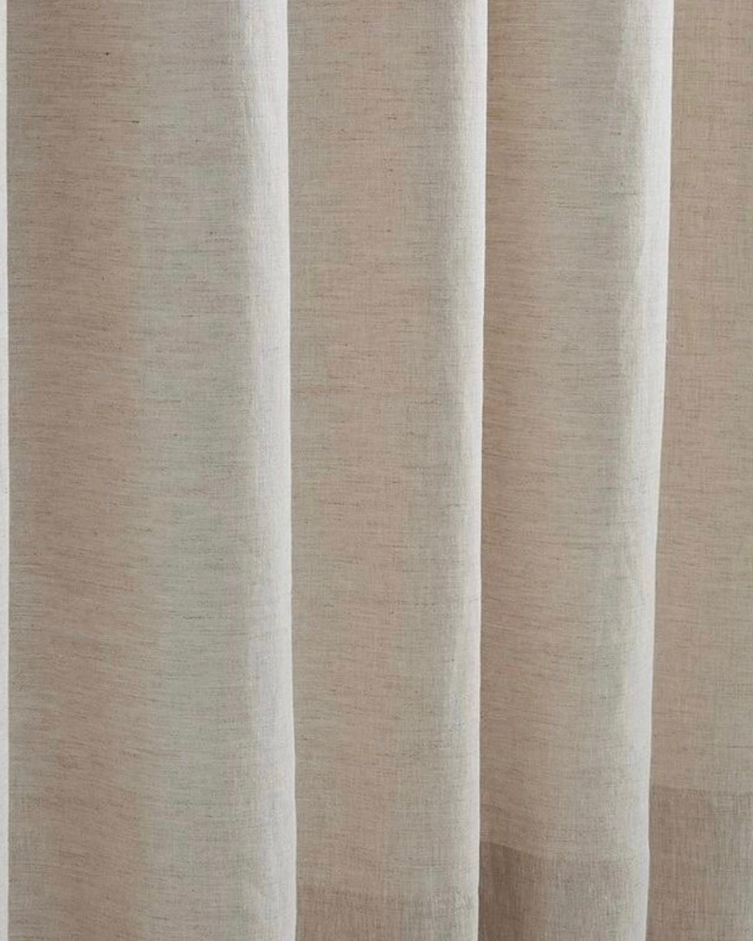 Leinen-Vorhang halbtransparent mit Faltenband – Naturweiß