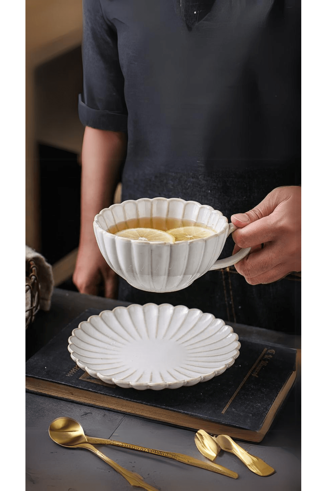 Japanische Keramik Tasse Sienna mit Untertasse