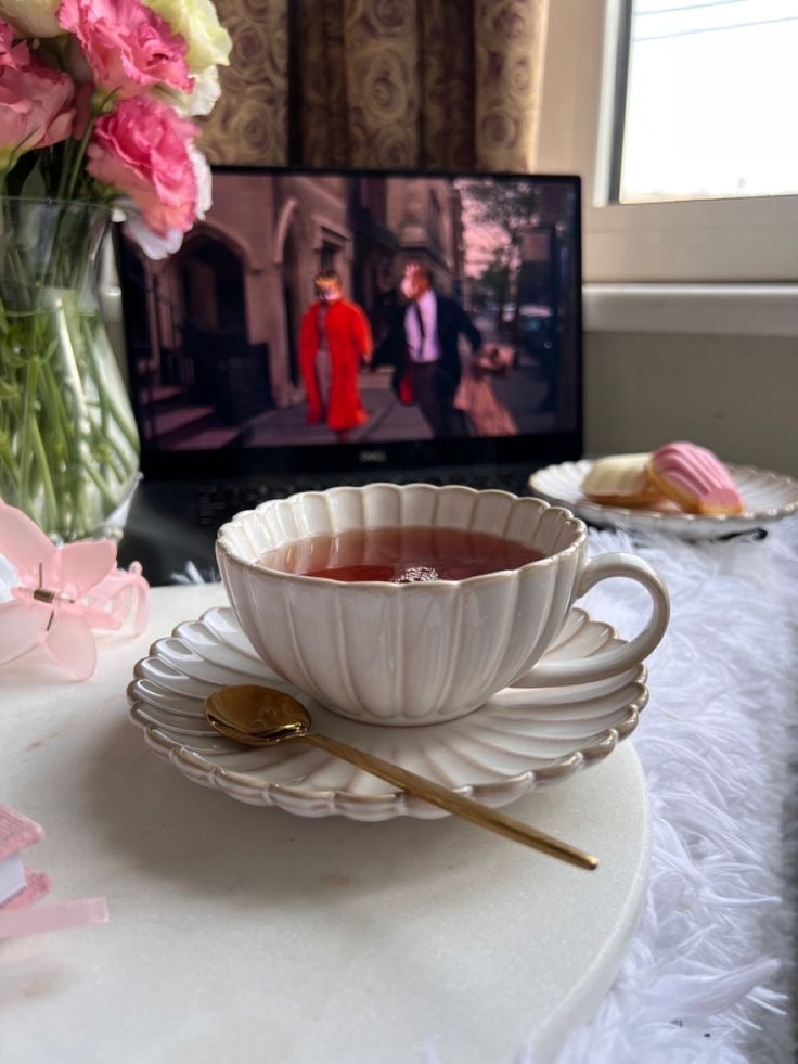 Japanische Keramik Tasse Sienna mit Untertasse