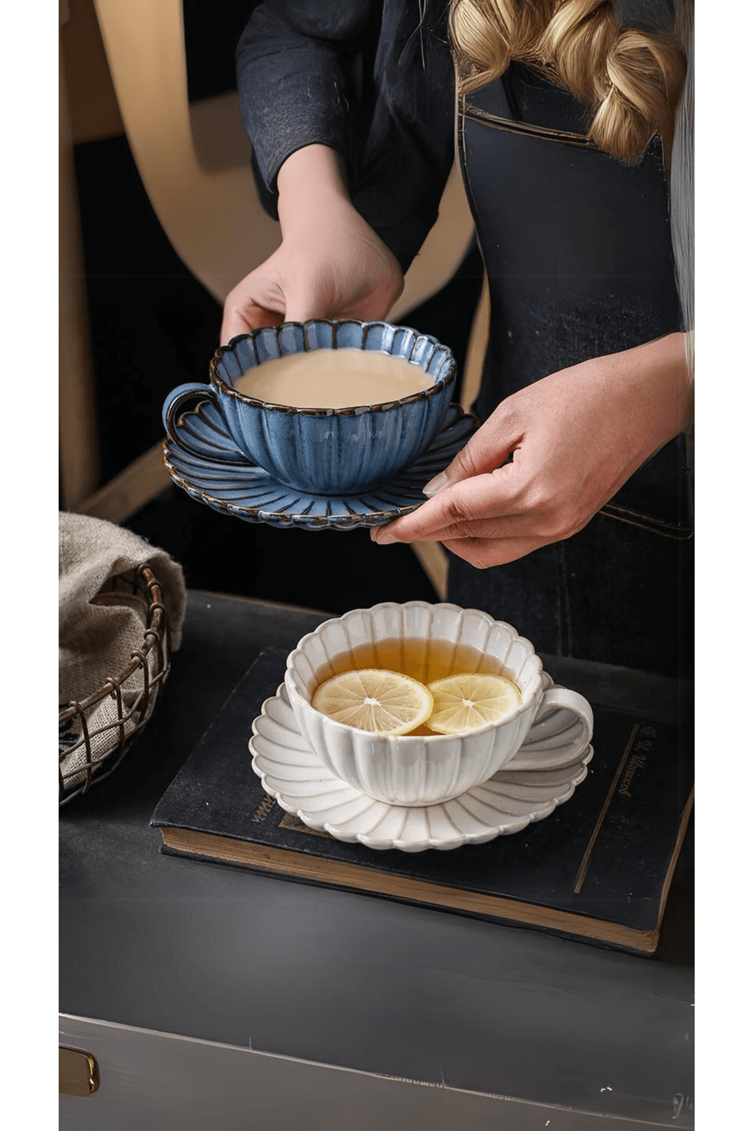 Japanische Keramik Tasse Sienna mit Untertasse