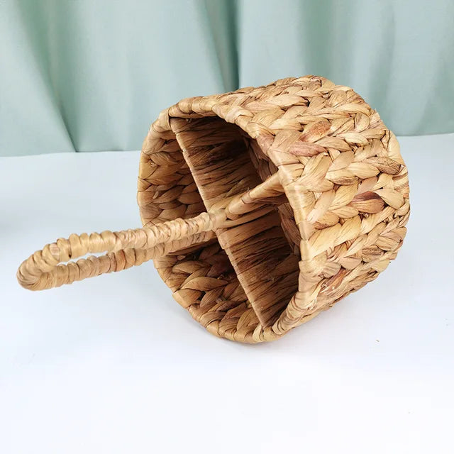 Runder Rattan Besteckkorb – Handgewebter Aufbewahrungskorb aus Naturmaterial | Besteckhalter & Organizer