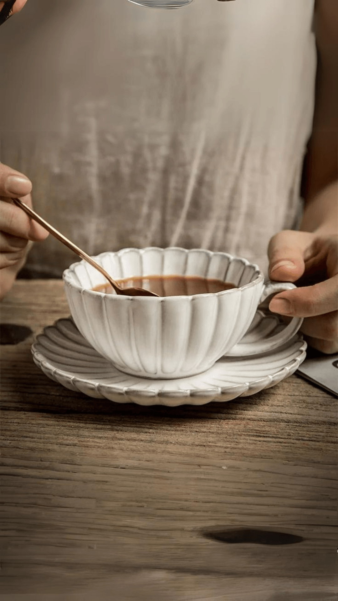 Japanische Keramik Tasse Sienna mit Untertasse