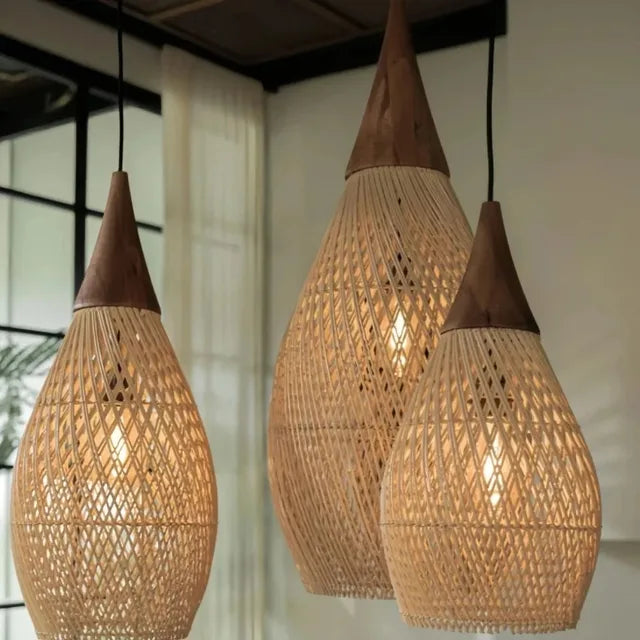 Handgefertigte Rattan Hängelampe im Boho-Stil – Natürliche Pendelleuchte