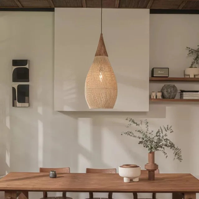 Handgefertigte Rattan Hängelampe im Boho-Stil – Natürliche Pendelleuchte