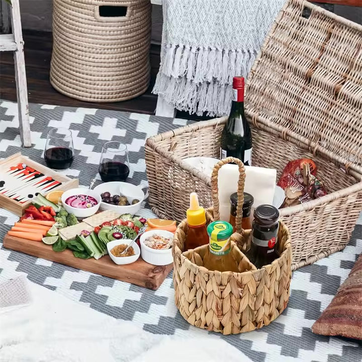 Runder Rattan Besteckkorb – Handgewebter Aufbewahrungskorb aus Naturmaterial | Besteckhalter & Organizer