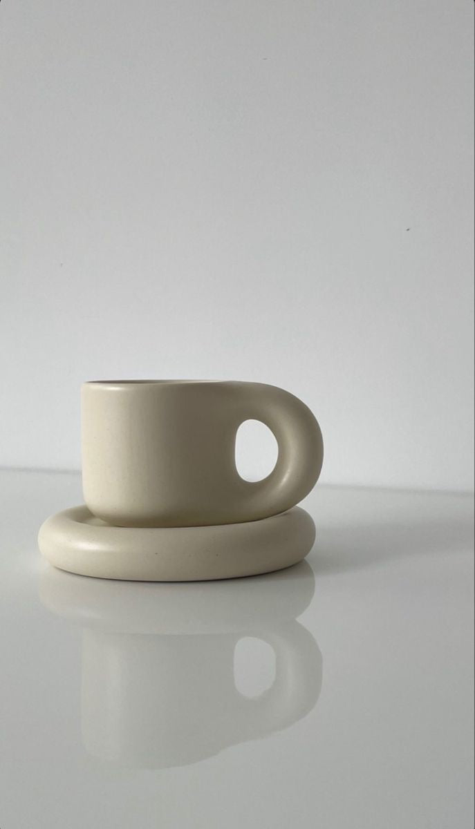 Keramik Tasse Nordic mit Untertasse